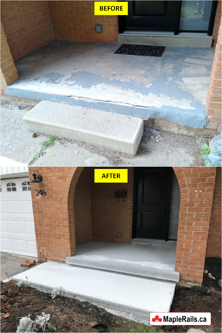 Concrete Porch Repair & Resurfacing with Atlantic Grey Concrete Coating (Acton, ON)