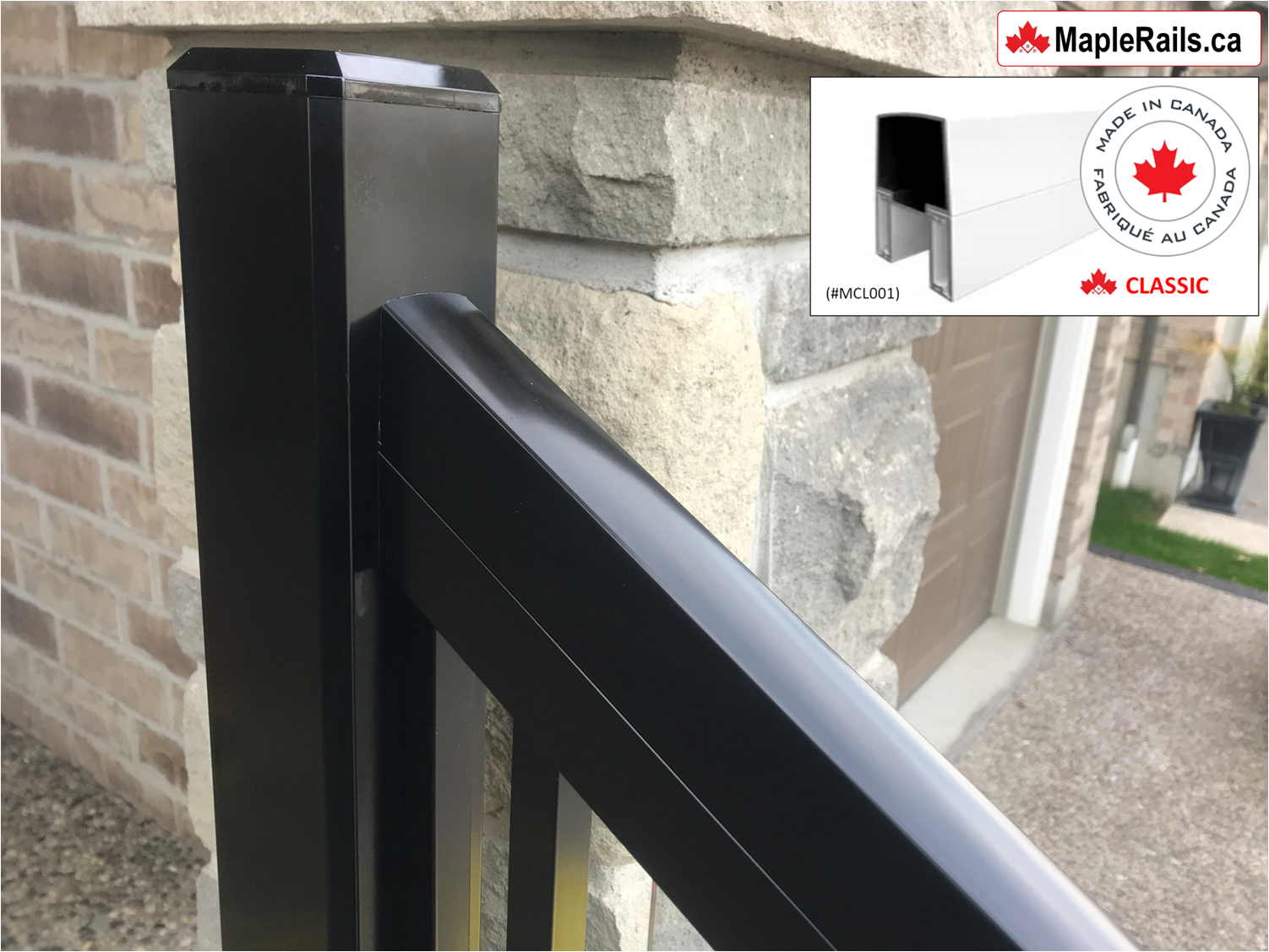 Maple-CLASSIC Series [BLACK] Aluminum Handrail Profile