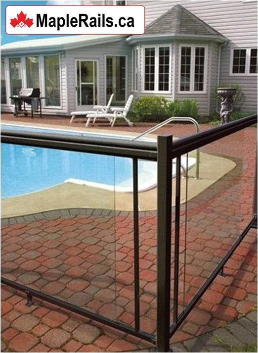 BLACK Maple HUE Series customized with STANDARD Profile (Tinted Glass Pool Railing) (Kitchener, ON)