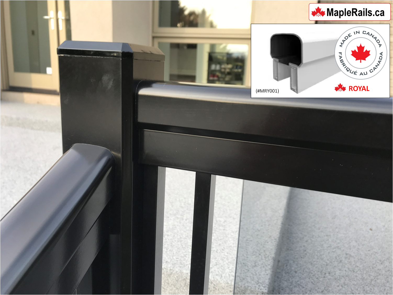 Maple-ROYAL Series [BLACK] Aluminum Handrail Profile