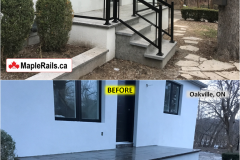 Maple-CLASSIC Series [BLACK] Clear Glass Railing Installation on Natural Stone Porch & Stairs (Oakville, ON)