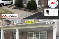 Maple-CLASSIC Series [WHITE] Clear Glass Railing Installation on Porch (Oakville, ON)