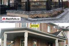 Maple-CROWN Series [BLACK] Tinted Grey Glass Railing Installation on Porch (Milton, ON)