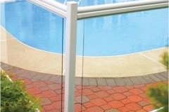 WHITE Maple MANIFEST Series customized with STANDARD Profile (Clear Glass Pool Railing) (Waterloo, ON)
