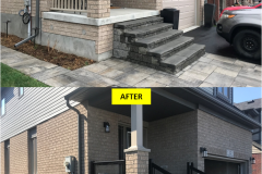 Maple-RENAISSANCE Series BLACK Clear Glass Railing Installation on Porch & Stairs (Guelph, ON)