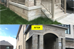 Maple-STANDARD Series [COMMERCIAL BROWN] Clear Glass Railing Installation on Porch (Milton, ON)