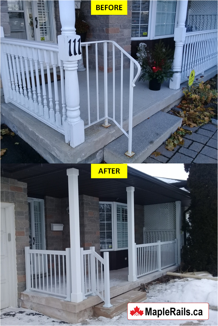 WHITE Maple STANDARD Series  Porch Aluminum Railing Installation (Kitchener, ON)
