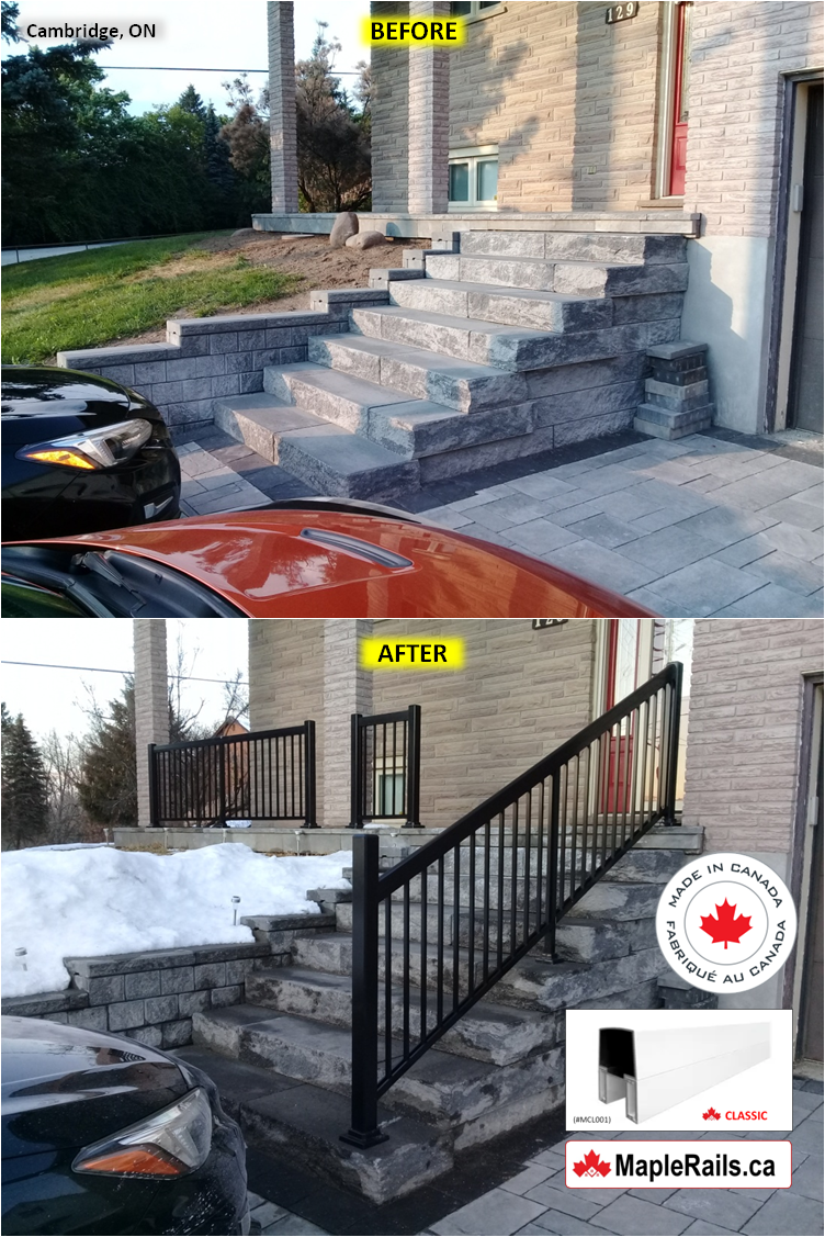Maple-CLASSIC Series [BLACK] Spindle Railing Installation on Porch & Stairs (Cambridge, ON)