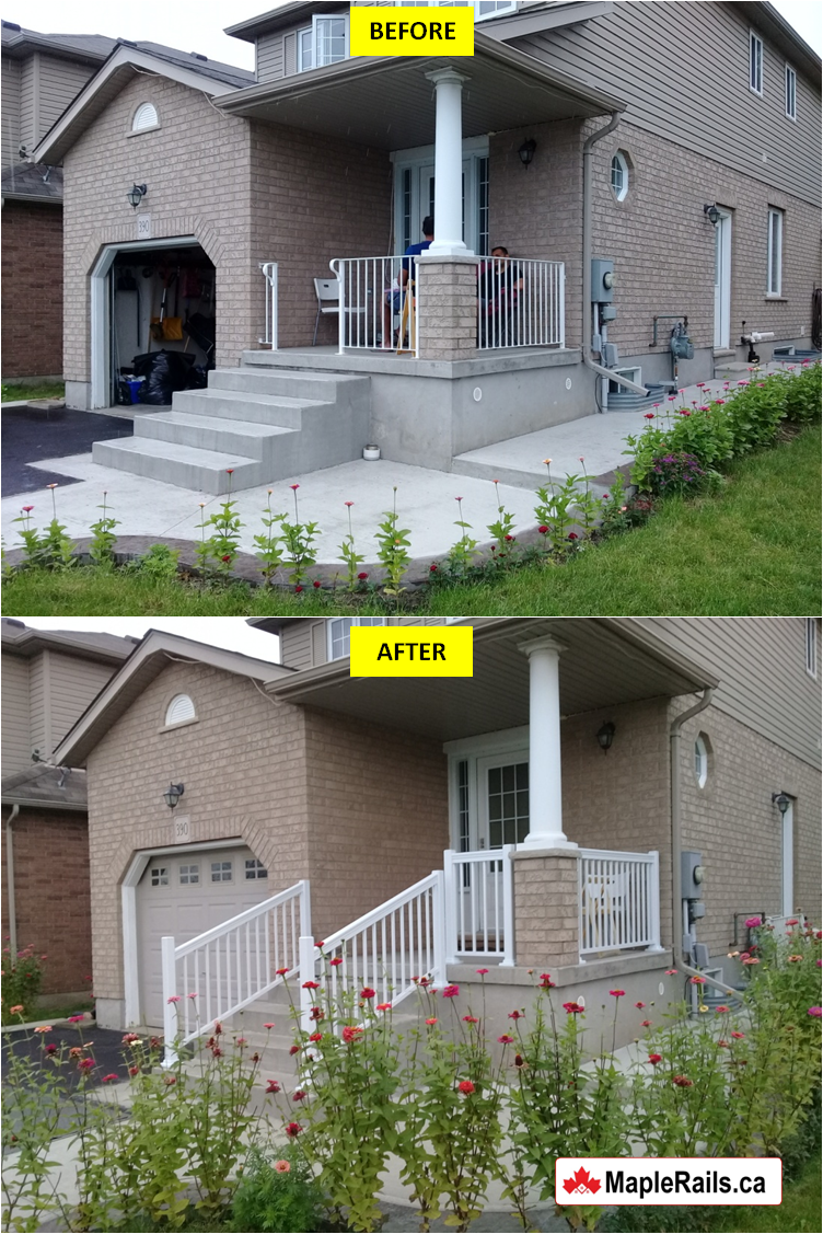 Maple-CROWN Series WHITE Aluminum Spindles Rail Installation (Waterloo, ON)