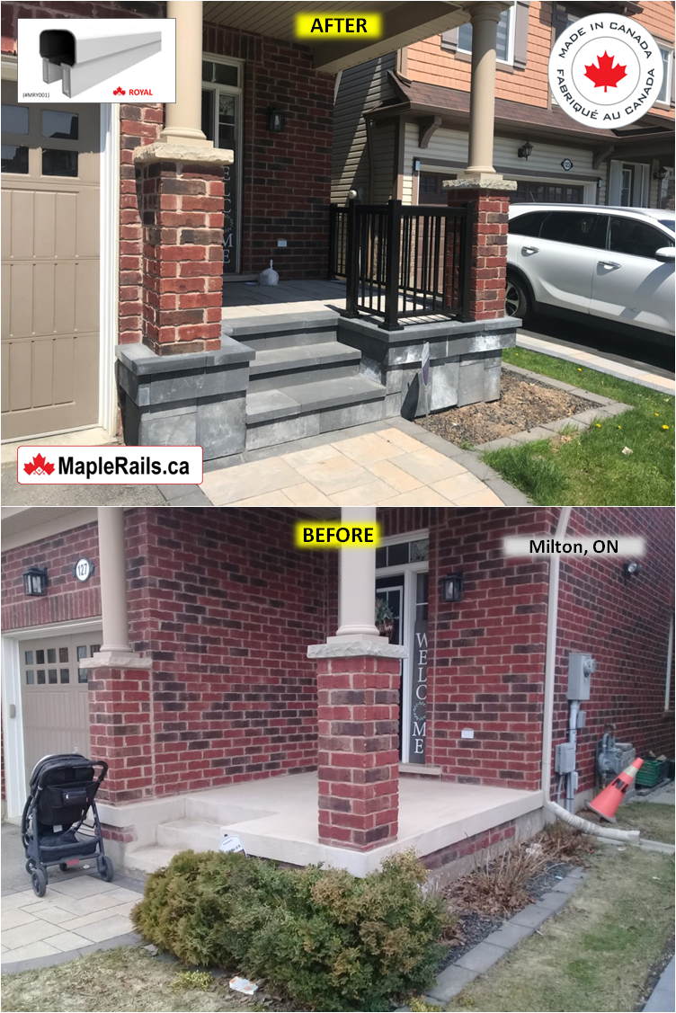 Maple-ROYAL Series [BLACK] Spindle Railing Installation on Porch (Milton, ON)