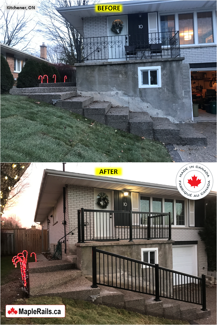 Maple-STANDARD Series [BLACK] Spindle Railing Installation on Porch & Stairs (Kitchener, ON)