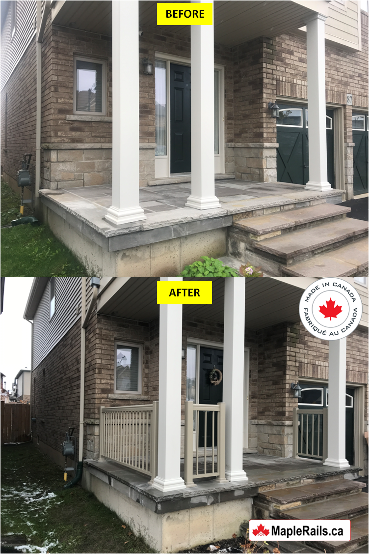 Maple-STANDARD Series [CLAY] Spindle Railing Installation on Porch (Binbrook, ON)