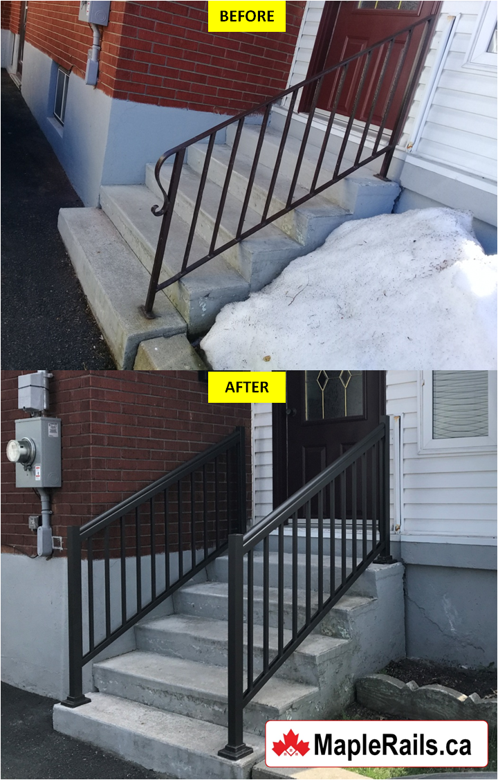 COMMERCIAL BROWN - Maple-STANDARD Series Custom Aluminum Stair Railing Installation (Guelph, ON)