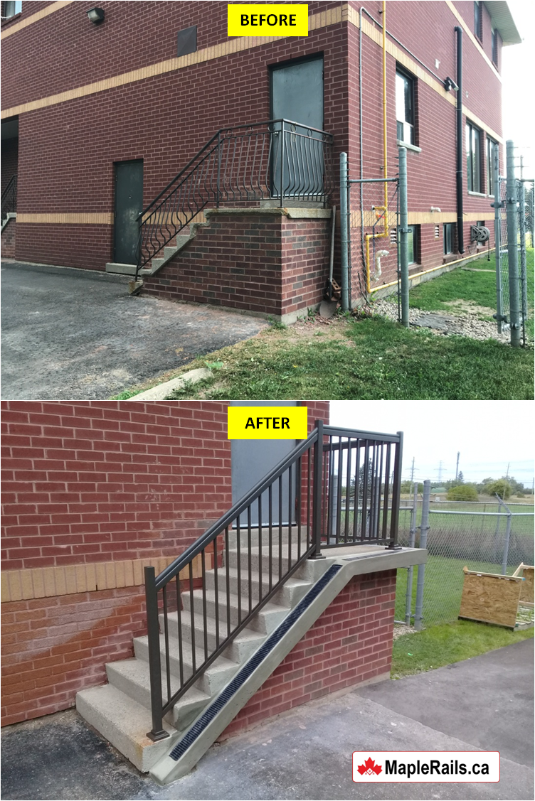 Maple-STANDARD Series - COMMERCIAL BROWN - Spindles Railing Installation on Stairs(Acton, ON)
