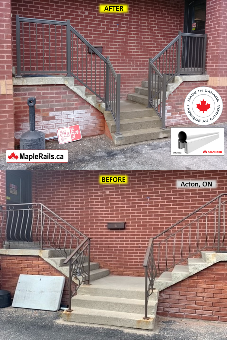 Maple-STANDARD Series [COMMERCIAL BROWN] Spindle Railing Installation on Porch & Stairs (Acton, ON)