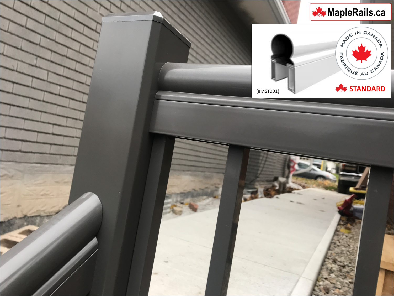 Maple-STANDARD Series [GREY] Aluminum Handrail Profile
