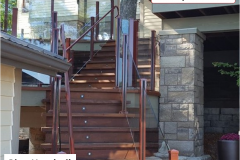 Aluminum Pipe Handrail COPPER Installed on Stairs with Clear Glass