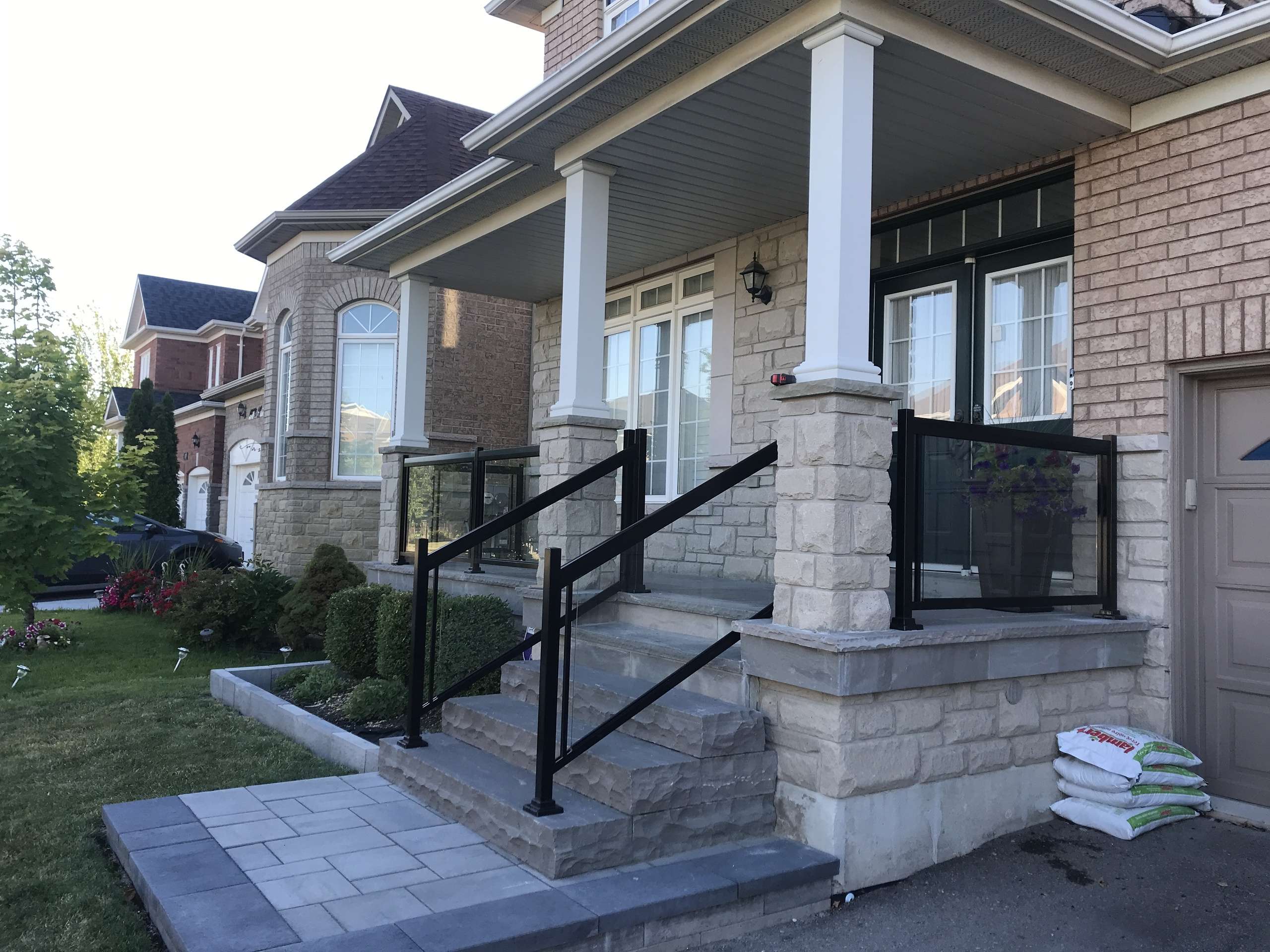 Custom Clear Glass Porch Railings Installation Stone Acton, ON