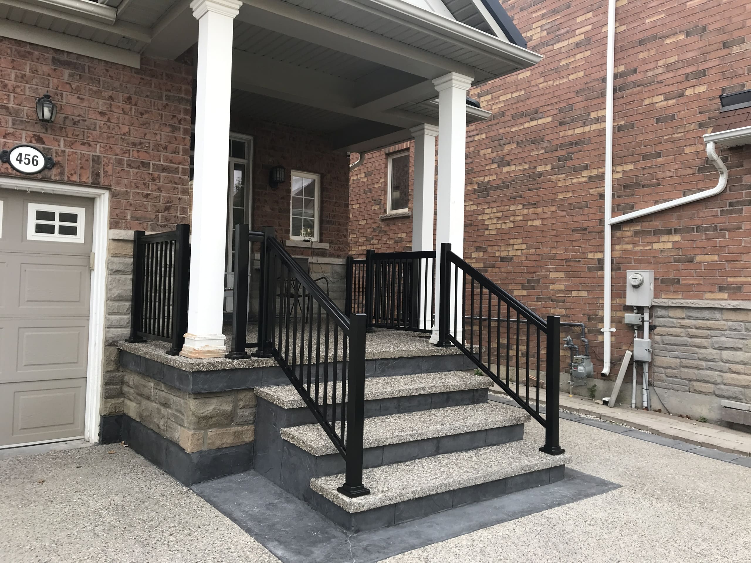 Aluminum Porch Stairs Rail BLACK Installation (Georgetown, ON)