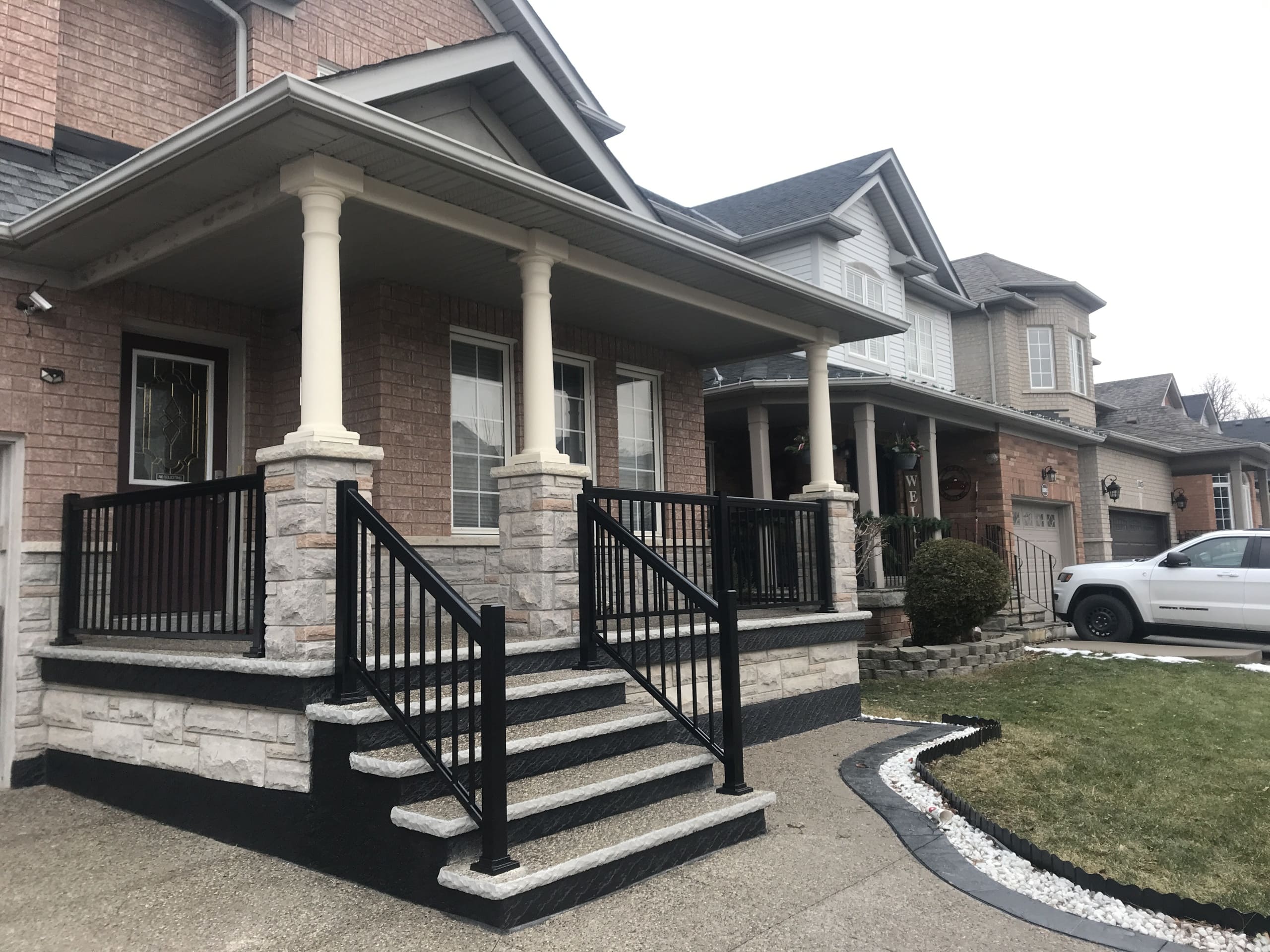 BLACK Aluminum Spindles Porch Railings Installation (Georgetown, ON)