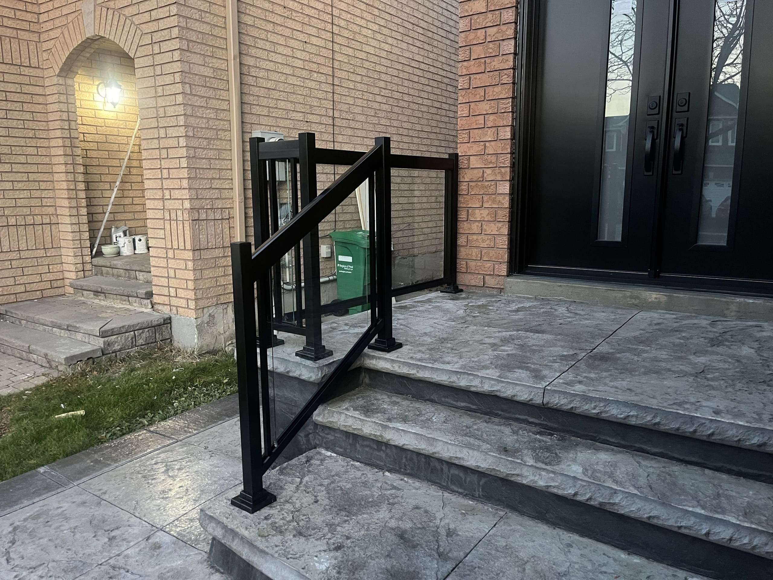 BLACK Clear Glass Porch Railing Installation Milton-ON