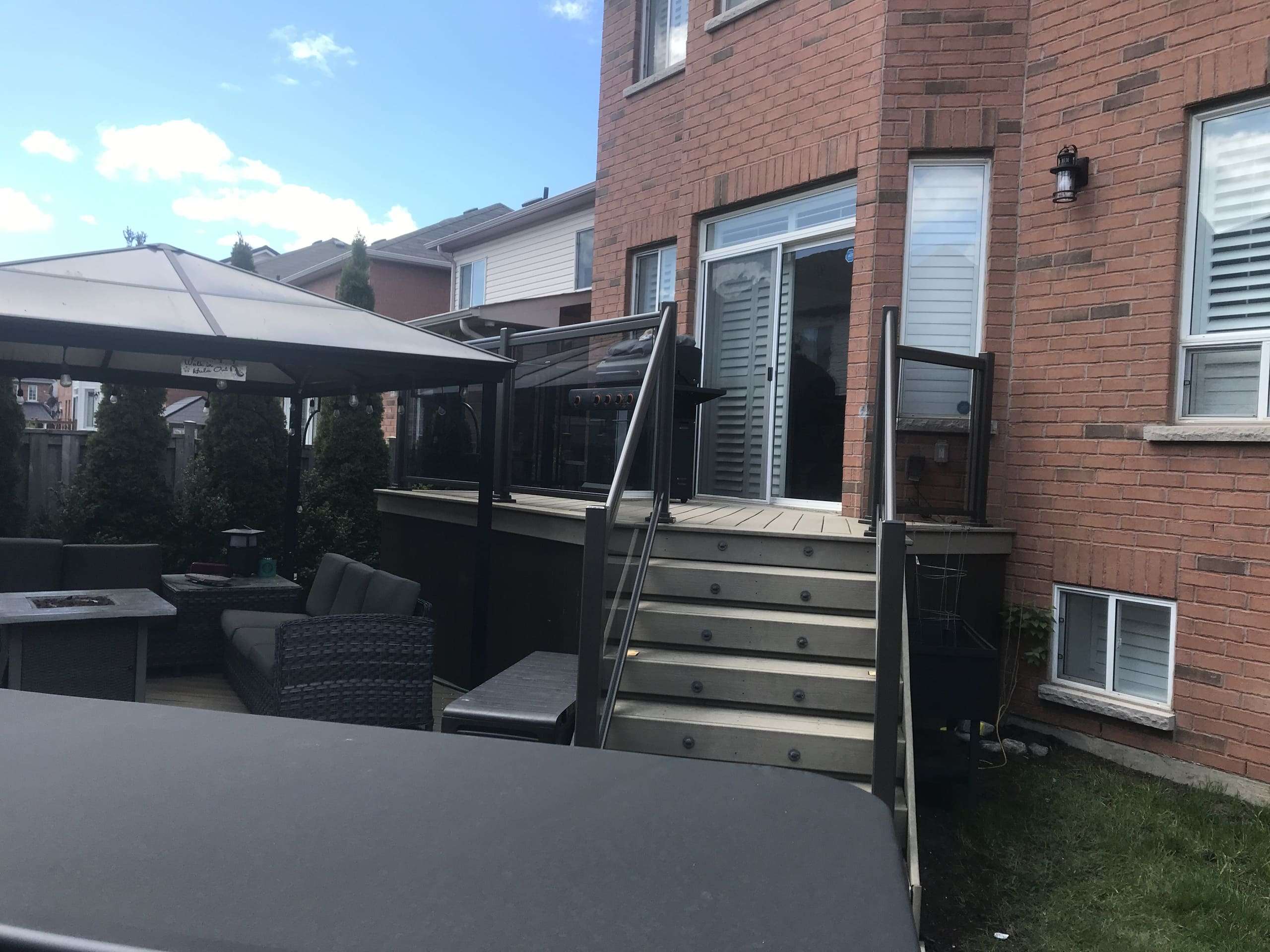 BLACK Deck Railings with Tinted GREY Glass Installation (Milton, ON)