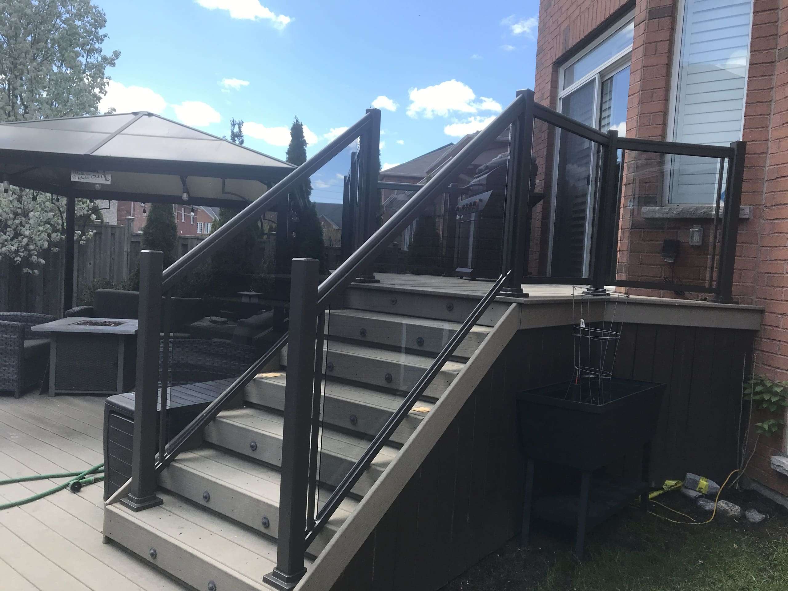 BLACK Deck Railings with Tinted Glass Installation (Milton, ON)